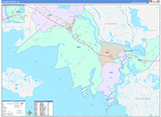 St. Mary County Wall Map Color Cast Style